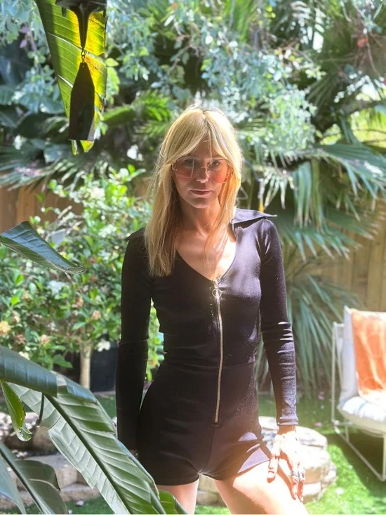 NWT Stoned Immaculate Black Disco Long Sleeve Ribbed Zip Front Shorts Romper-S - Picture 13 of 15